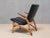 Wood Lounge Chair in Black Leather, Oak & Teak by Arne Hovmand Olsen for J.L. Møllers, Denmark, 1952 For Sale - Image 7 of 15