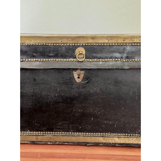 19th C English Leather & Camphor Wood Trunk For Sale In Austin - Image 6 of 10
