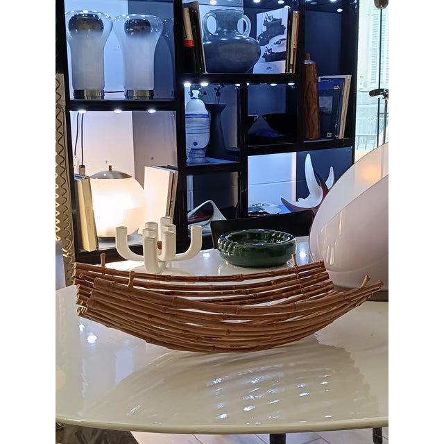 Brown Artistic Centerpiece in Natural Bamboo, Italy, 1960s For Sale - Image 8 of 10