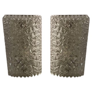 Mid-Century Italian Crystal Sconces, Set of 2 For Sale