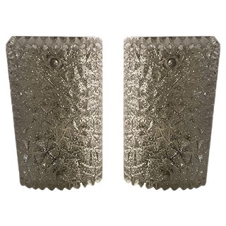 Mid-Century Italian Crystal Sconces, Set of 2 For Sale