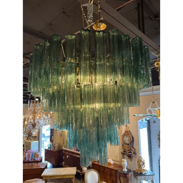 Modern Modern Green Murano Glass "Trochi" Chandelier For Sale - Image 3 of 4