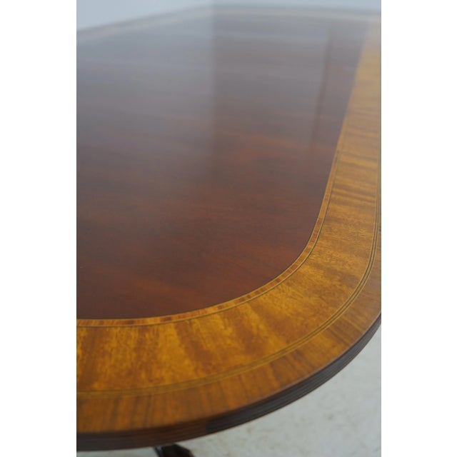 Councill Craftsmen Mahogany Inlaid Double Pedestal Dining Table For Sale - Image 16 of 18