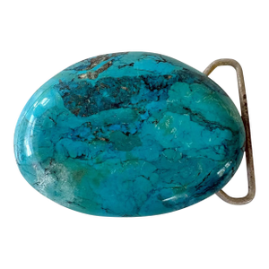 Vintage Solid Turquoise Belt Buckle