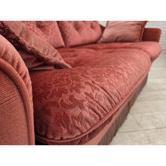 Scandinavian 2-Seater Sofa in Pink Furniture Velour, 1980s For Sale - Image 10 of 17