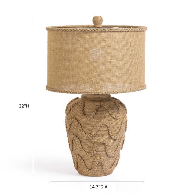 Baha Natural Bamboo Jute Table Lamp For Sale In Los Angeles - Image 6 of 7