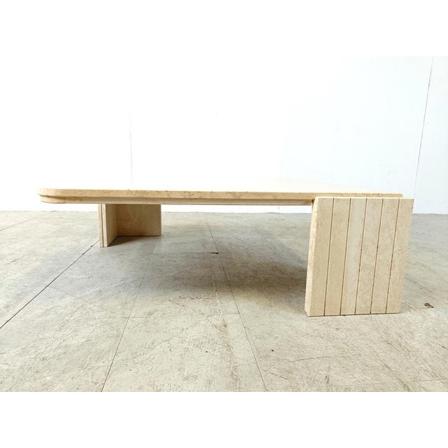 Travertine Coffee Table, Italy, 1970s For Sale - Image 4 of 9