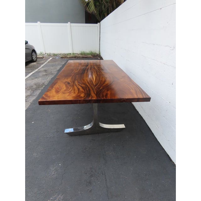 Mid-Century Modern Solid Mahogany and Chrome Large Long Dining Table 6673 For Sale - Image 3 of 18