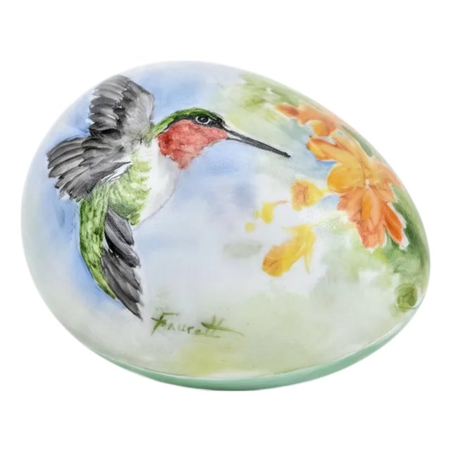 Gerold Porzellan Bavaria Egg Trinket Box – Hand-Painted, Signed Faucett, Mid-Century For Sale