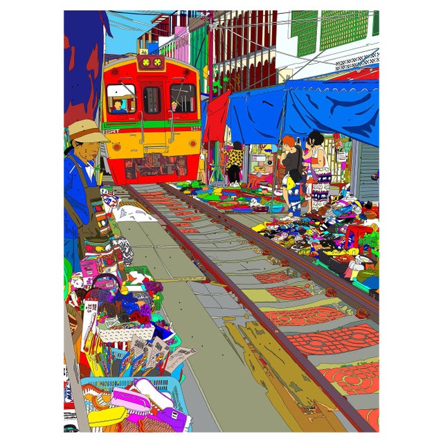 Marco Santaniello, Melkong Train Market, 2018, Digital Print on Canvas For Sale