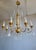 Genoese Festival Chandelier in Gilded Wood and Crystals, 1950s, in Very Good conditions. Designed 1950 to 1959 Up to 250V...