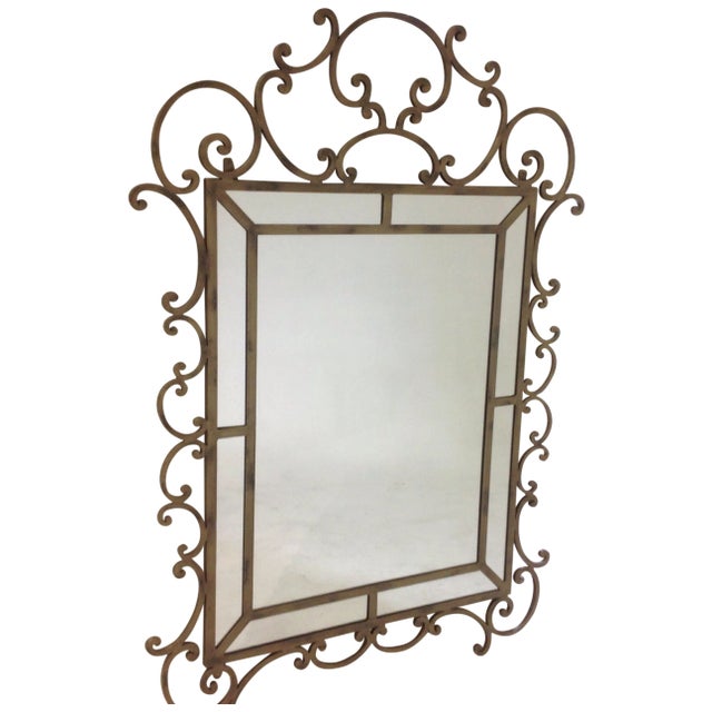 2010s Large Designer Gold Iron Mirror For Sale - Image 5 of 5