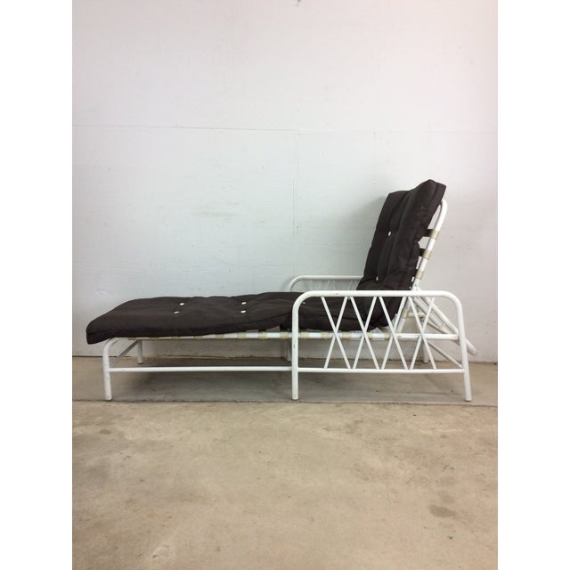 Vintage 1970s Outdoor Patio Adjustable Aluminum Lounger With Vintage Cushion For Sale - Image 4 of 12