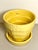 McCoy Pottery 1940s - 1960s “Yellow" Mid Century Flowerpot And Attached Saucer Bark Basket Weave Design, Small, Yellow...