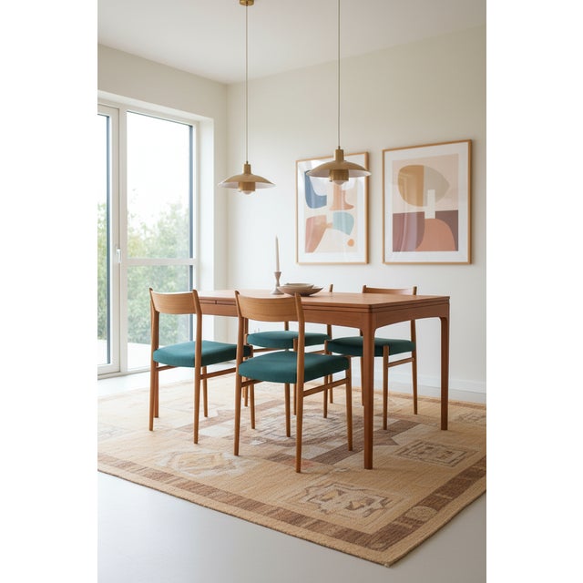 Dining Chairs Model 418 in Teak and Green Wool Upholstery by Arne Vodder for Sibast, 1960s, Set of 4 For Sale - Image 6 of 18
