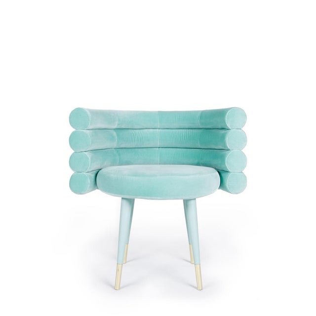 Set of Sky Blue Marshmallow Dining Chairs by Royal Stranger For Sale - Image 15 of 18