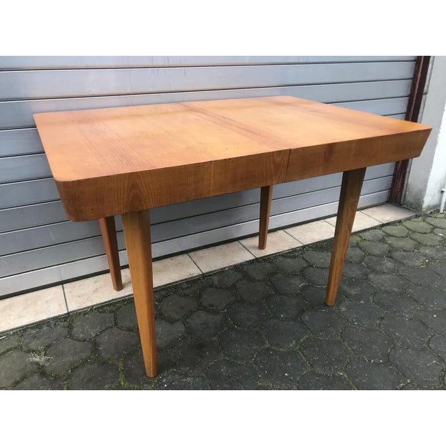 Art Deco extendable table, Czechoslovak design by Jindřich Halabala, 1950 for 6-8 people. Good original condition, dents...