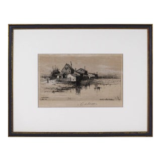 19th Century New York Etching "Shanties on the Harlem" by Charles Adams Platt For Sale