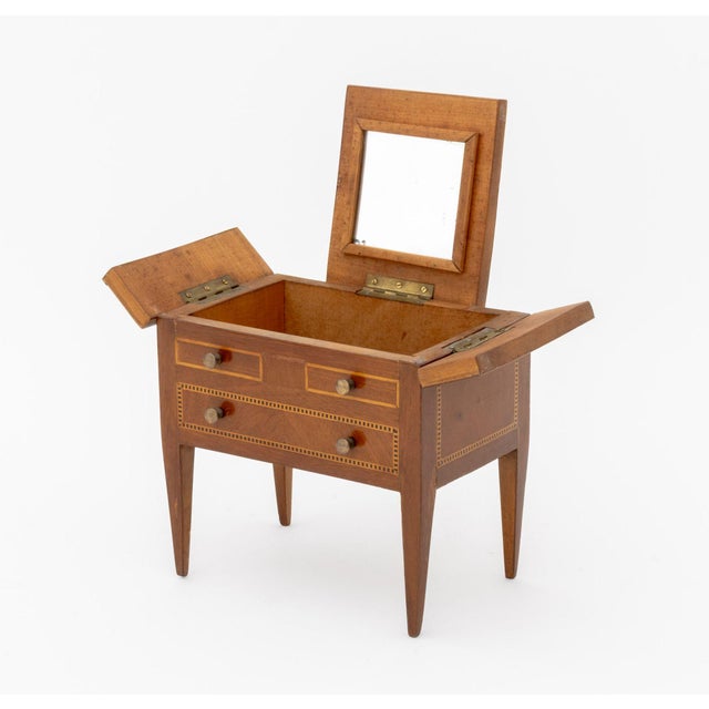 Three Vintage Salesman Sample Pembroke Tables and a Marquetry Writing Table For Sale - Image 9 of 14