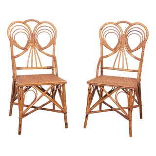 Rattan Chairs from Vivai del Sud, Italy, 1970s, Set of 2 For Sale