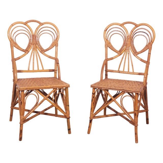 Rattan Chairs from Vivai del Sud, Italy, 1970s, Set of 2 For Sale