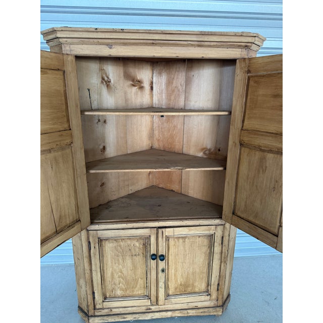 Khaki Antique Pine Georgian Corner Cupboard From England For Sale - Image 8 of 18