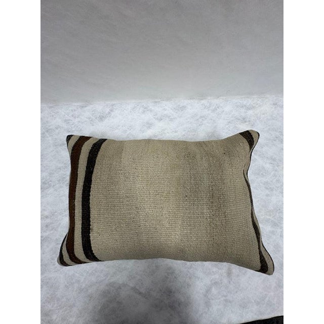 Contemporary Turkish Hemp Pillow Cushion Natural Beige Black Pillow Cushion Cover 16" x 24" For Sale - Image 3 of 4