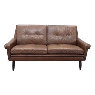 Mid-Century Danish Two-Seat Leather Sofa by Svend Skipper, 1960s For Sale