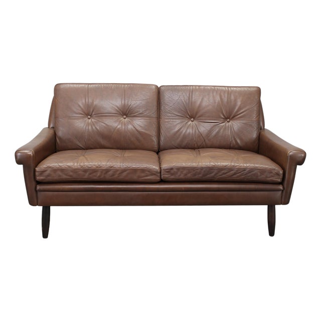 Mid-Century Danish Two-Seat Leather Sofa by Svend Skipper, 1960s For Sale