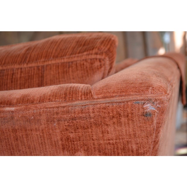 Burnt Orange Vintage Mid Century Hickory Tavern / Lane Burnt Orange Upholstered Loveseat Sofa For Sale - Image 8 of 17