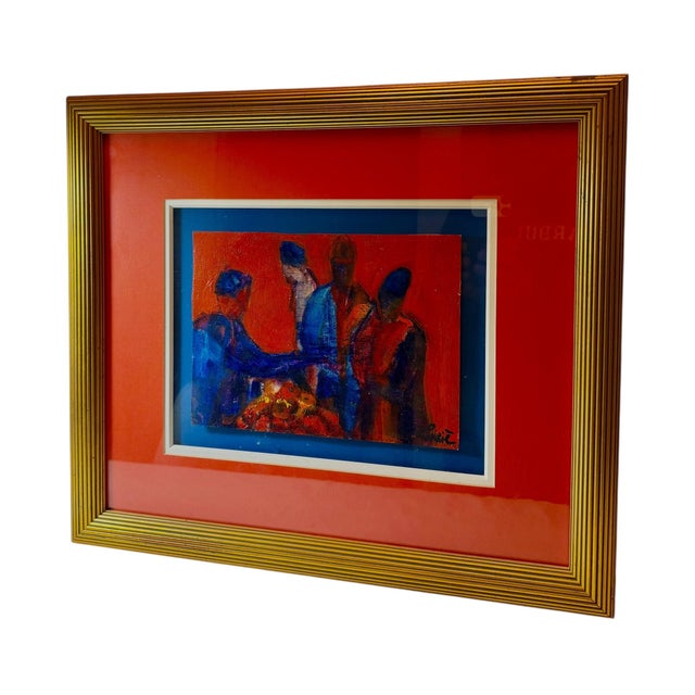 A refined French painting attributed to listed artist C. Poirie, dating to the 1980s. The composition is presented in a...