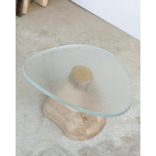 Fused Crystal Glass and White Oak Side Table by Alexander Knysch For Sale - Image 6 of 10