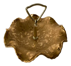 Ruffled Edge Gold Ceramic Candy Dish