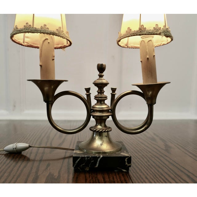 French Art Deco Twin Table Lamp, 1930s For Sale - Image 4 of 8