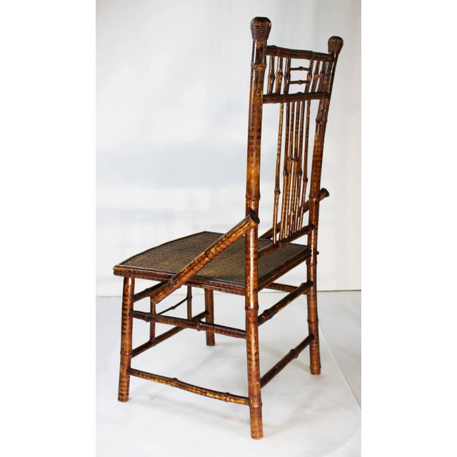 1920s Antique Regency Bamboo Faux Painted Chinoiserie Side Chair For Sale - Image 11 of 12