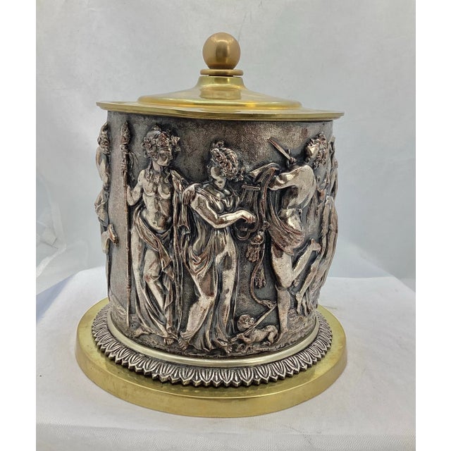Antique Folly Repousse Bacchanalia Revelry Scene Silver Over Copper Circa 1880 For Sale - Image 4 of 8