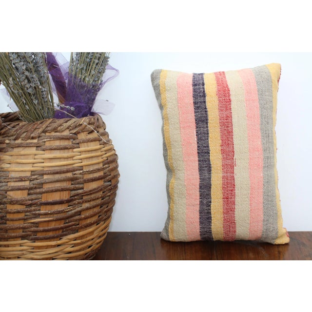 Textile Turkish Kilim Decorative Pillow Cover - 13"x18.5" For Sale - Image 7 of 9