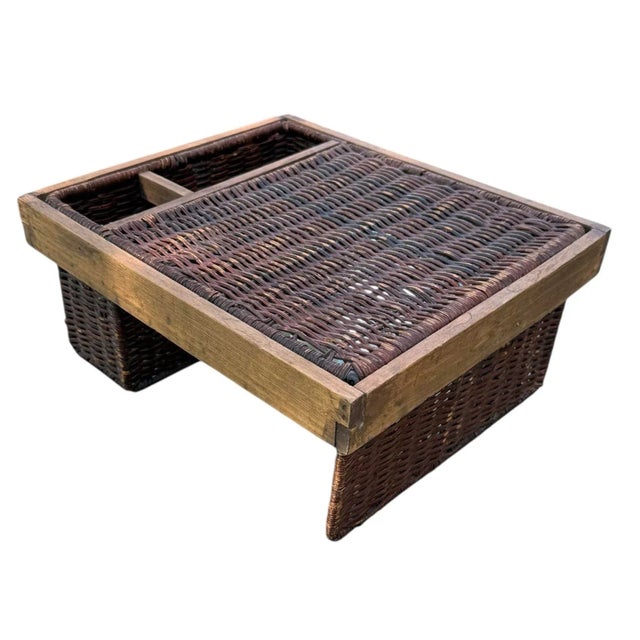 Vintage Rattan and Wood Utensil & Plate Caddy For Sale In Washington DC - Image 6 of 12