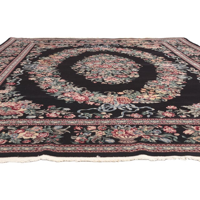 Baroque Vintage Chinese Aubusson Rug, 09'02 X 12'00 For Sale - Image 3 of 9