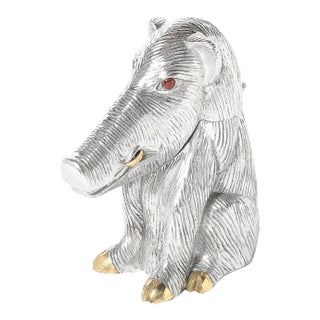 Mid-Century Aluminum & Brass Sculptural Boar Wine Cooler Signed Arthur Court For Sale