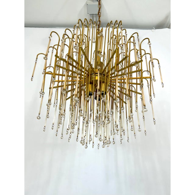 Mid-Century Italian Brass and Glass Chandelier, 1970s For Sale - Image 4 of 11