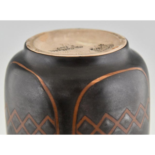 Art Deco Stoneware Ceramic Vase with Birds by Charles Catteau for Boch Frères, Keramis, 1925 For Sale - Image 10 of 13