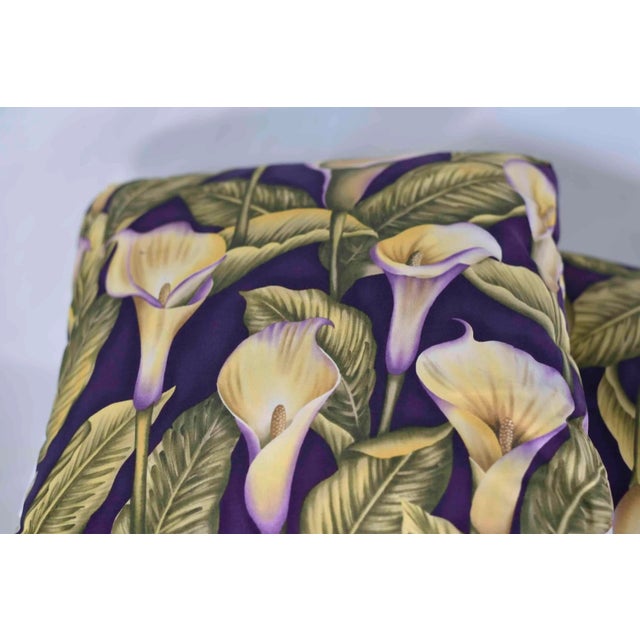 Vintage Calla Lily Pillows in Purple, Green and Yellow - a Pair For Sale In Chicago - Image 6 of 10