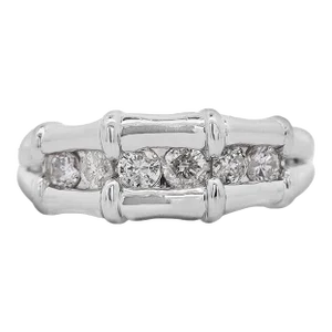 0.5 Carat Round Diamond Bamboo Style Platinum Channel Set Band Ring Size 7