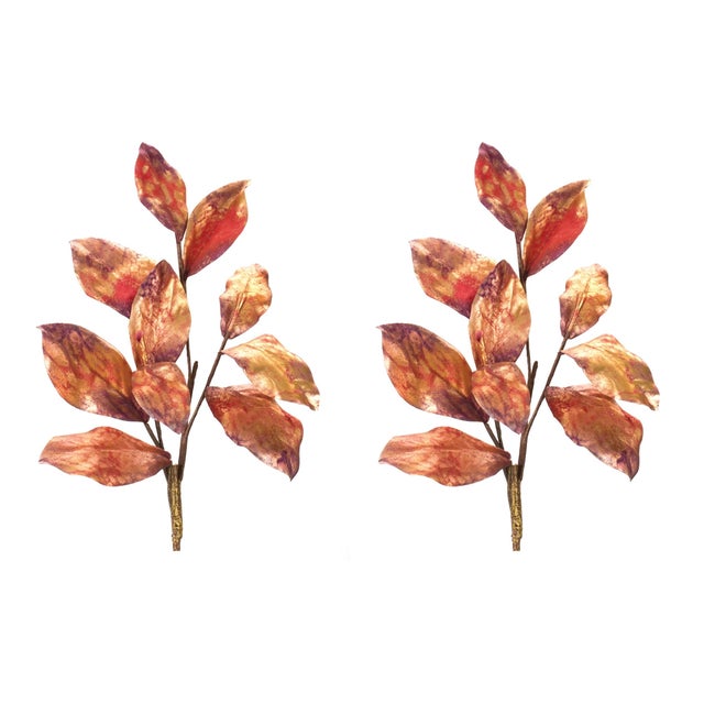 Rustic Metallic Harvest Leaf Spray (Set of 2) For Sale - Image 3 of 3