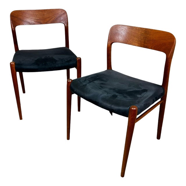 Scandinavian Modern Mod 75 Teak Dining Chairs by Niels Otto Møller for J.L. Møllers, 1960s, Set of 2 For Sale