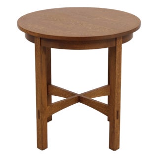 Stickley Mission Oak Arts & Crafts Round Lamp Table For Sale