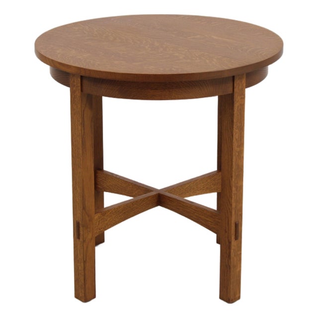 Stickley Mission Oak Arts & Crafts Round Lamp Table For Sale