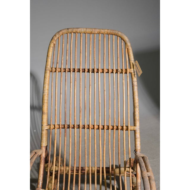 French Early 20th Century French Wicker Rattan Rocking Chair For Sale - Image 3 of 5