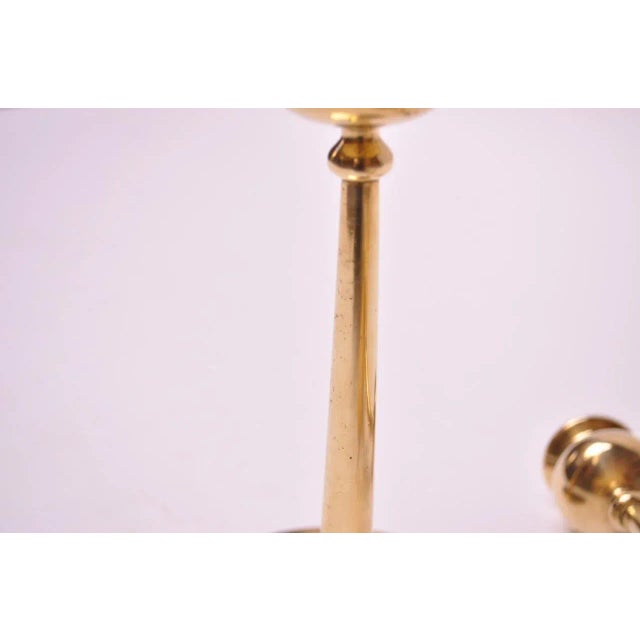 Mid-Century Modern Turned Brass Candlesticks after Jarvie - A Pair For Sale - Image 12 of 13